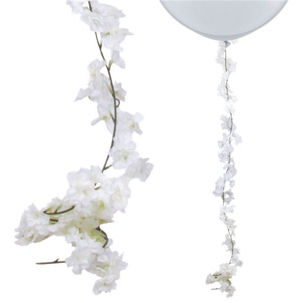 Thumbnail: White floral garland, attached to a balloon, for decoration, Party World Ferndown