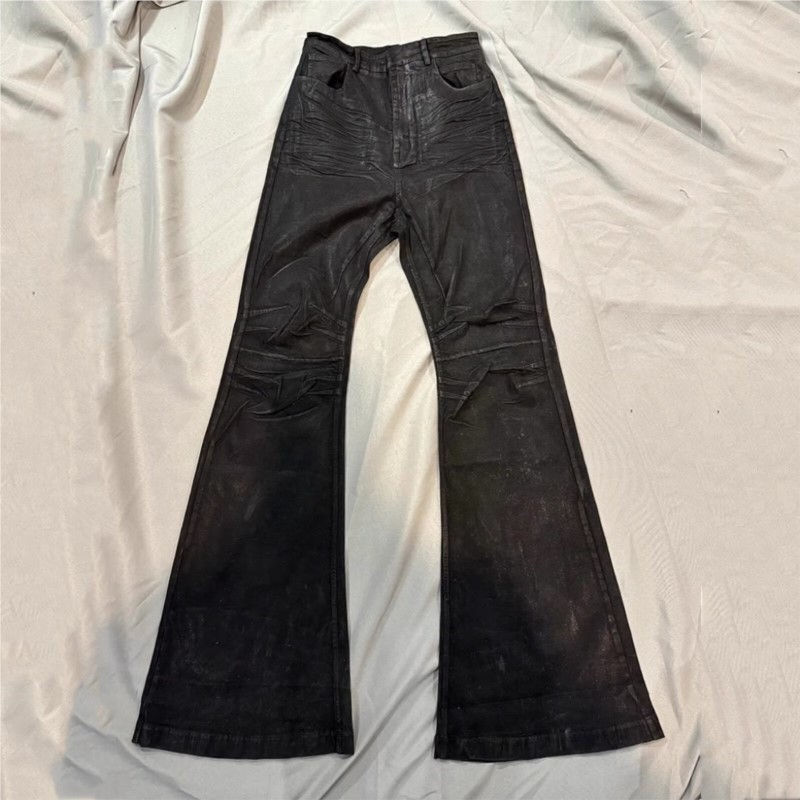 Y2K Washed Jeans Gothic Vintage Micro Flared Middle Waisted Zipper Pants Women M