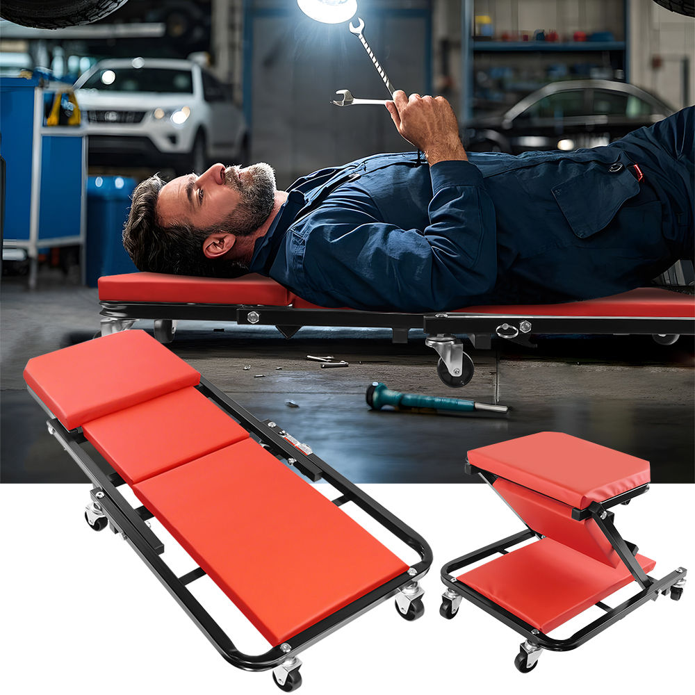 2-in-1 Folding Car Creeper,Padded Crawler Board with Extra Head Padding,6 Smooth