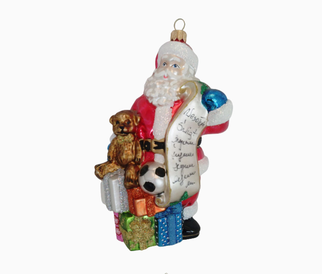 Santa with a crosier and presents