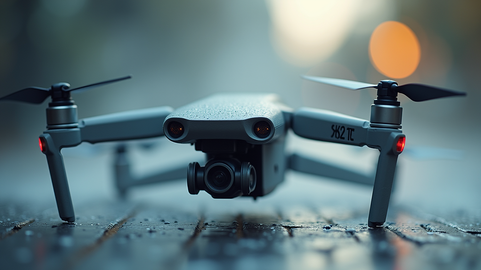 Close-up view of drone sensors and cleaning nozzles in action