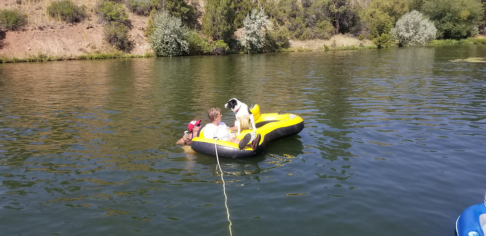 Julie, Deb and Biscuit. Just chillin', yo.