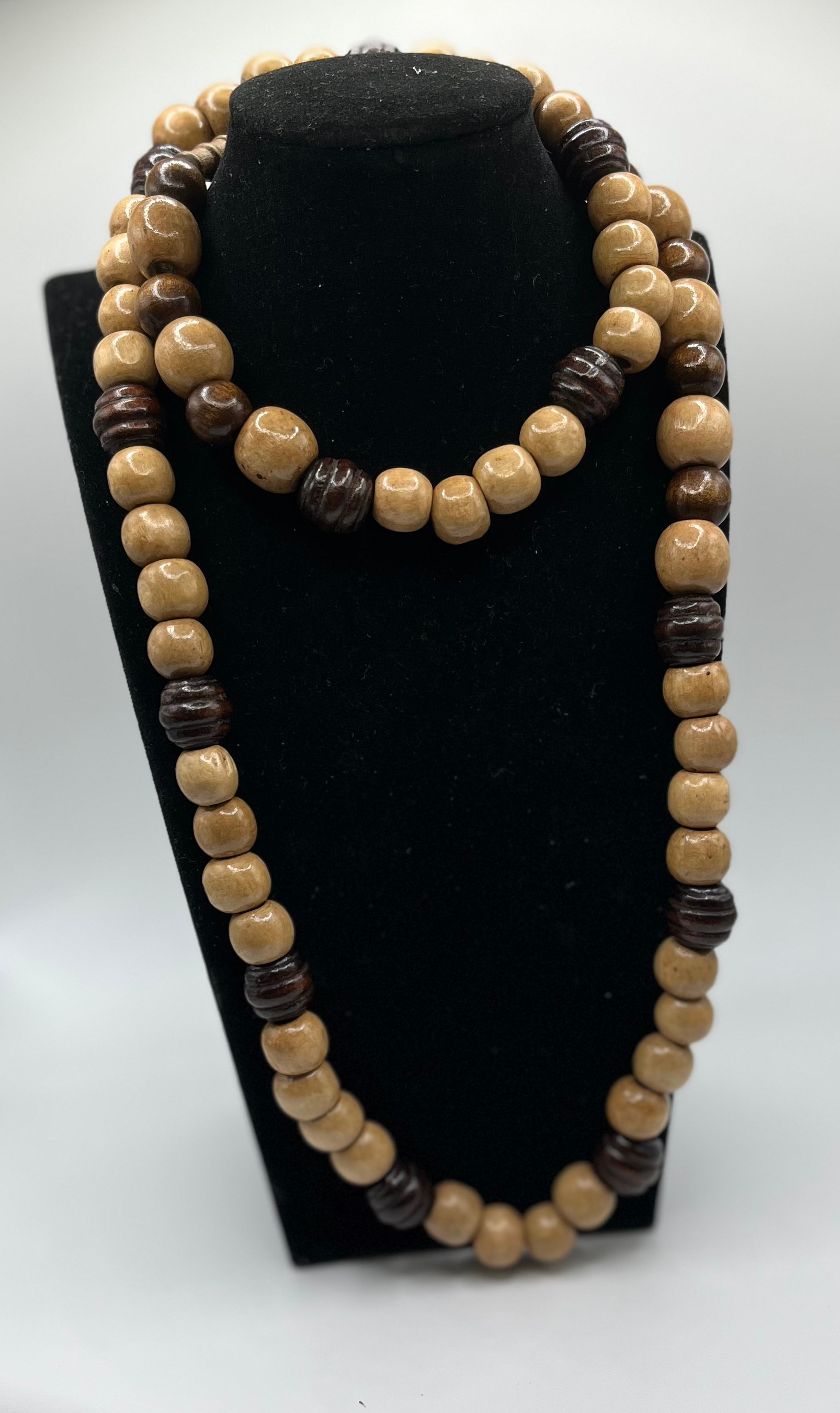 Male Jumbo Beige Beaded Necklace