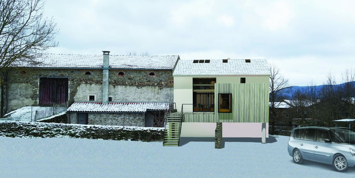 Projet de rénovation et extension d’une ferme traditionnelle en Auvergne, intégrant une architecture contemporaine et durable