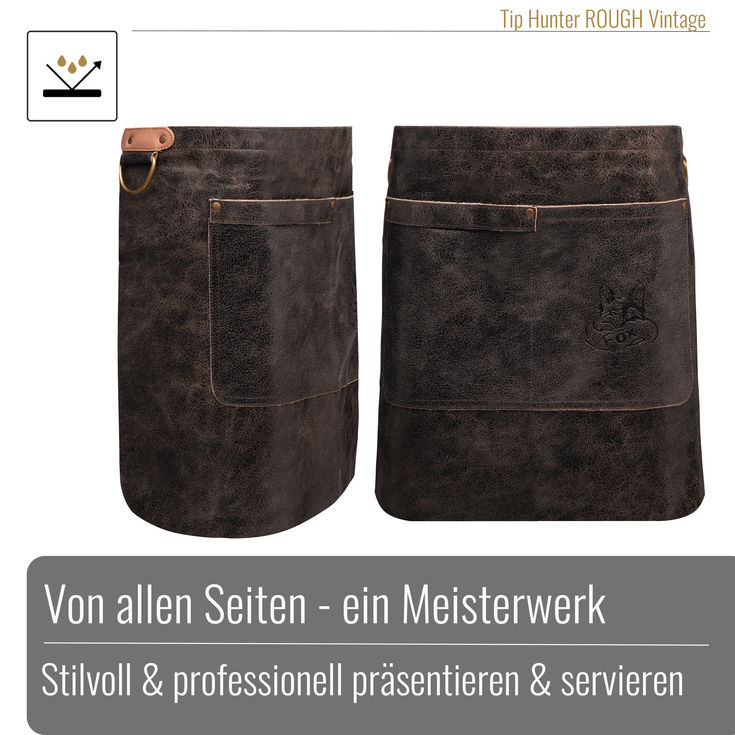 Seitliche und frontale Ansicht der Rough-Vintage Lederschürze