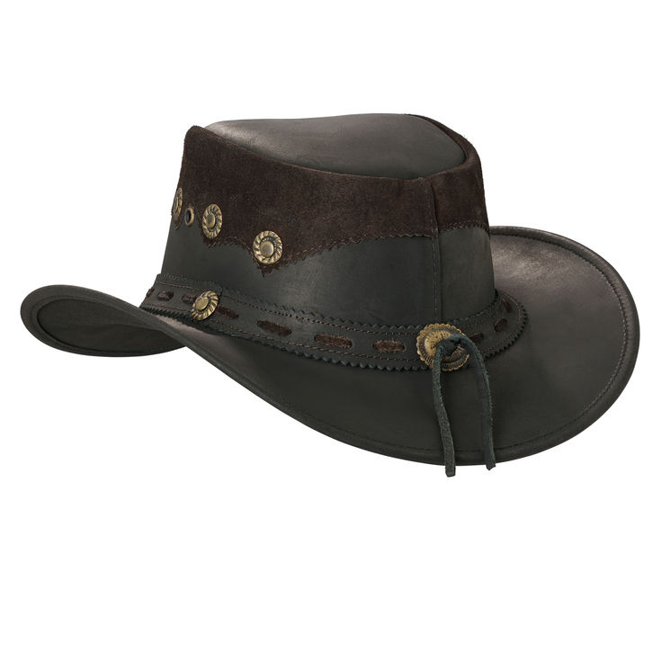 Country Luxus Western Cowboy Hut Leder Sonnenhut Dunkelbraun