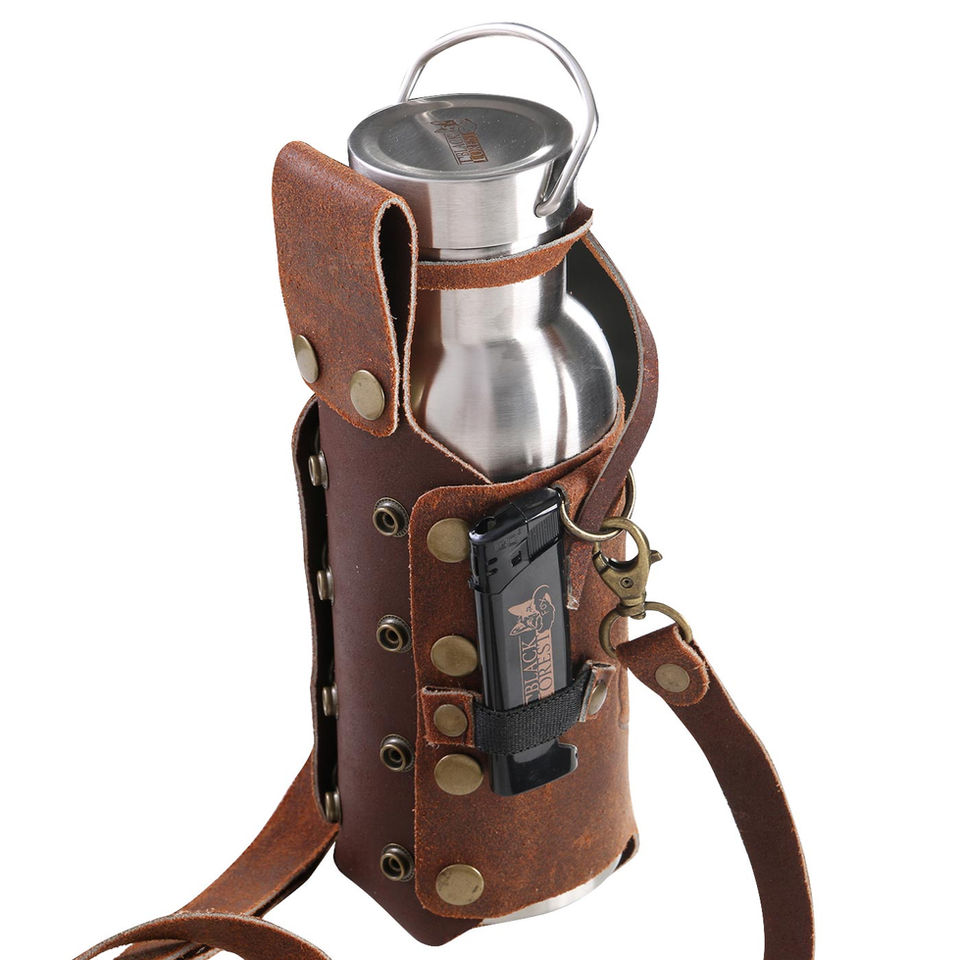 Holly Holster Leder Halfter mit Thermos-Trinkflasche mit Feuerzeug