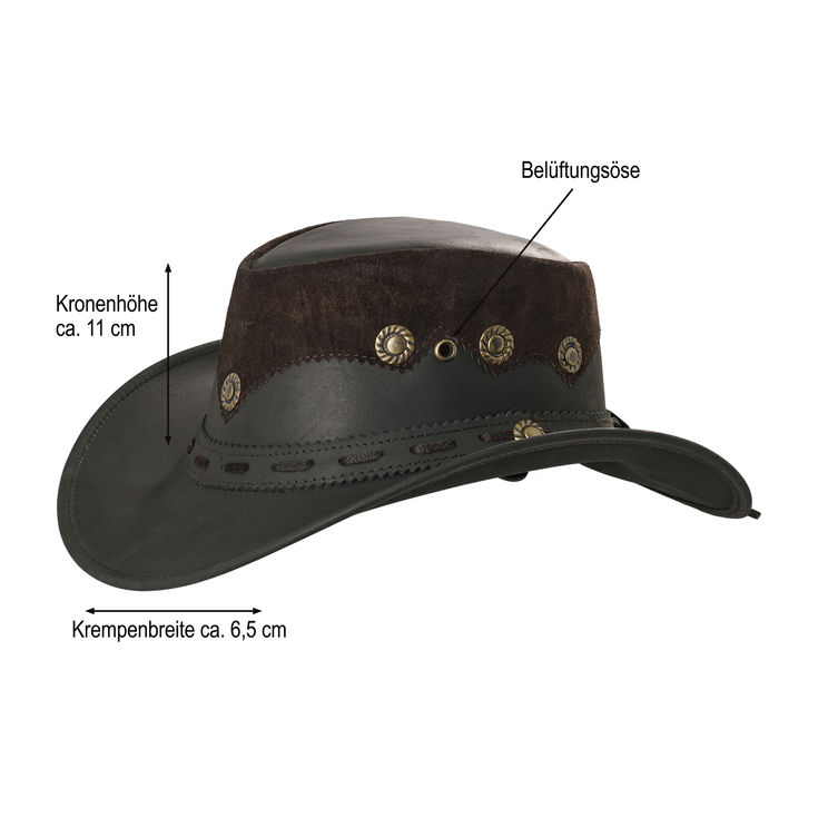 Country Luxus Western Cowboy Hut Leder Sonnenhut Dunkelbraun