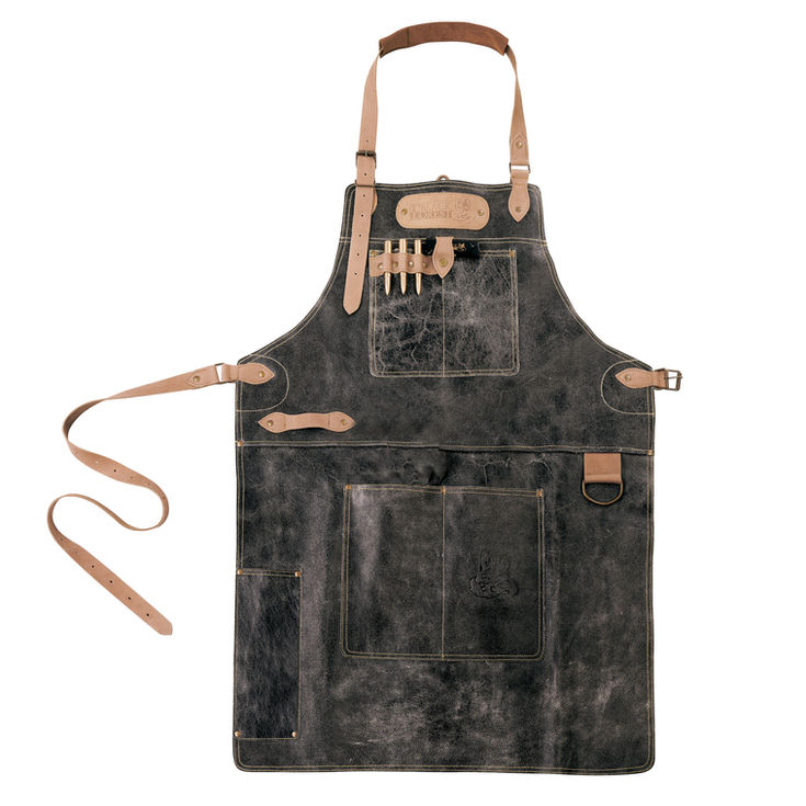 LOGAN MASTERPIECE Leder Grill-Schürze Cracker Schwarz