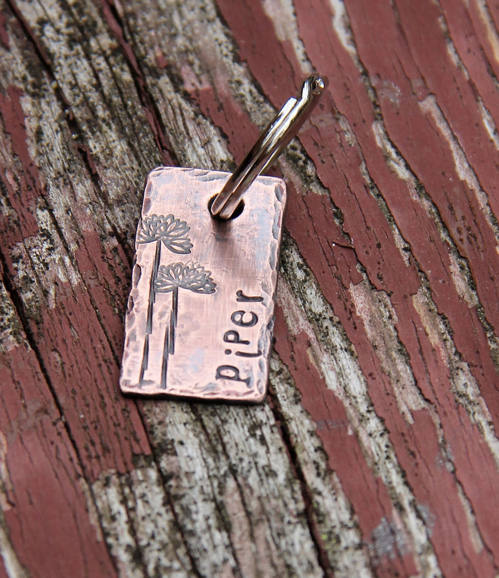 Thumbnail: Custom Floral Pet ID Tag - Piper - in Weathered Copper