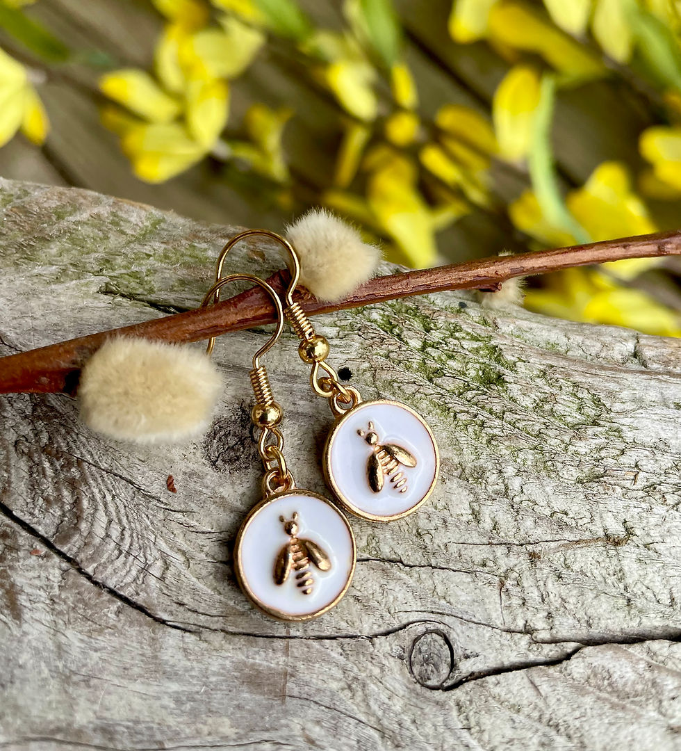 Thumbnail: Honeybee Earrings in Gold and Enamel