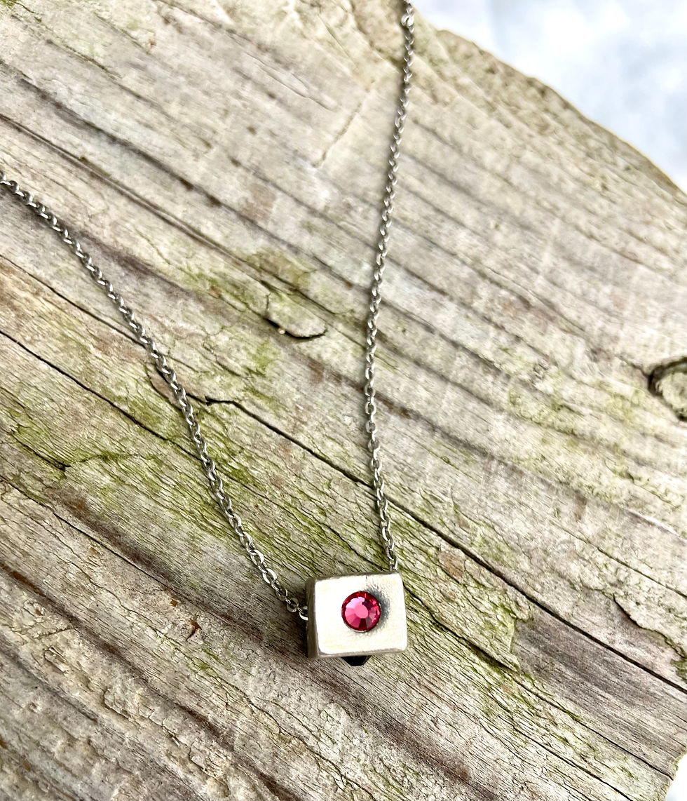 Thumbnail: Pewter & Swarovski Crystal Birthstone Necklace