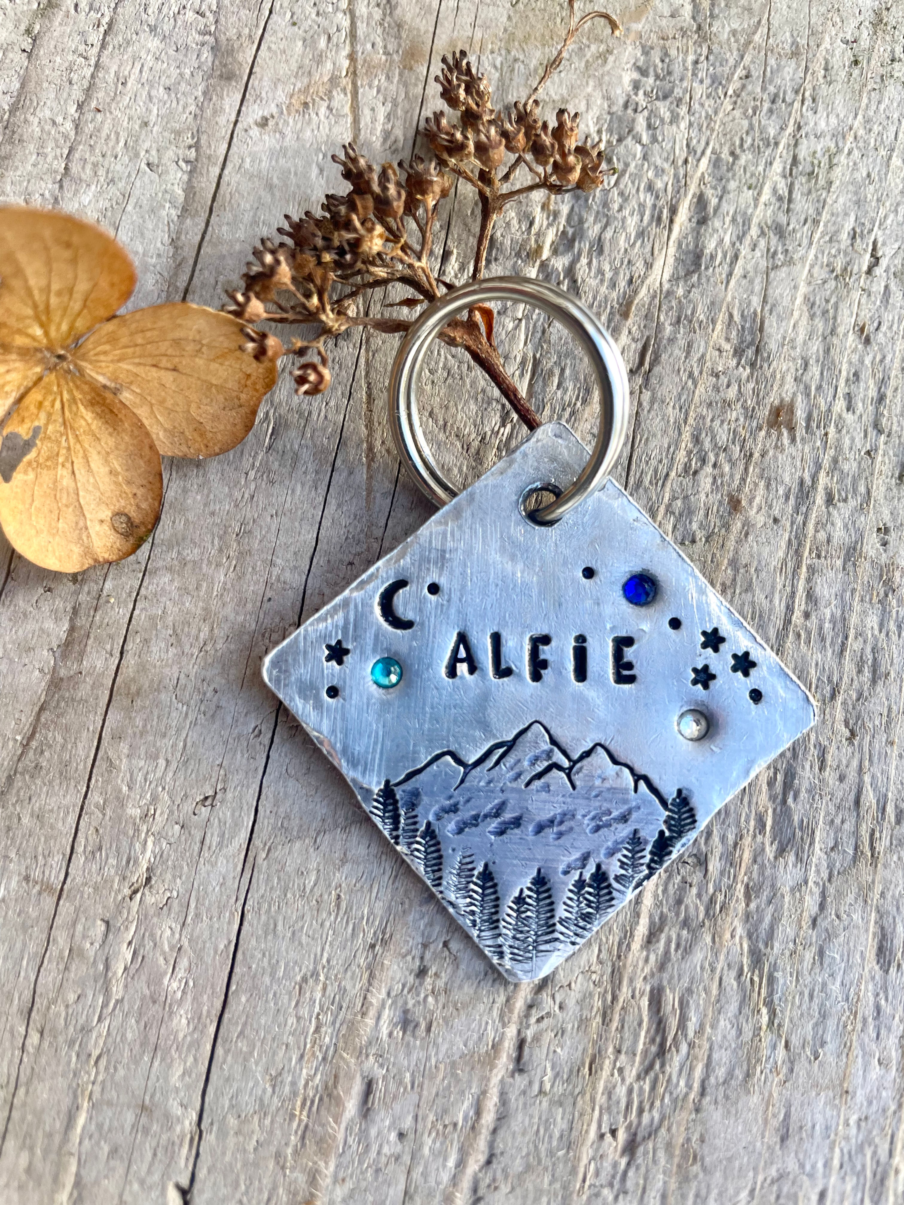 Moonrise Mountain - Crystal Gem Tag in Aluminum