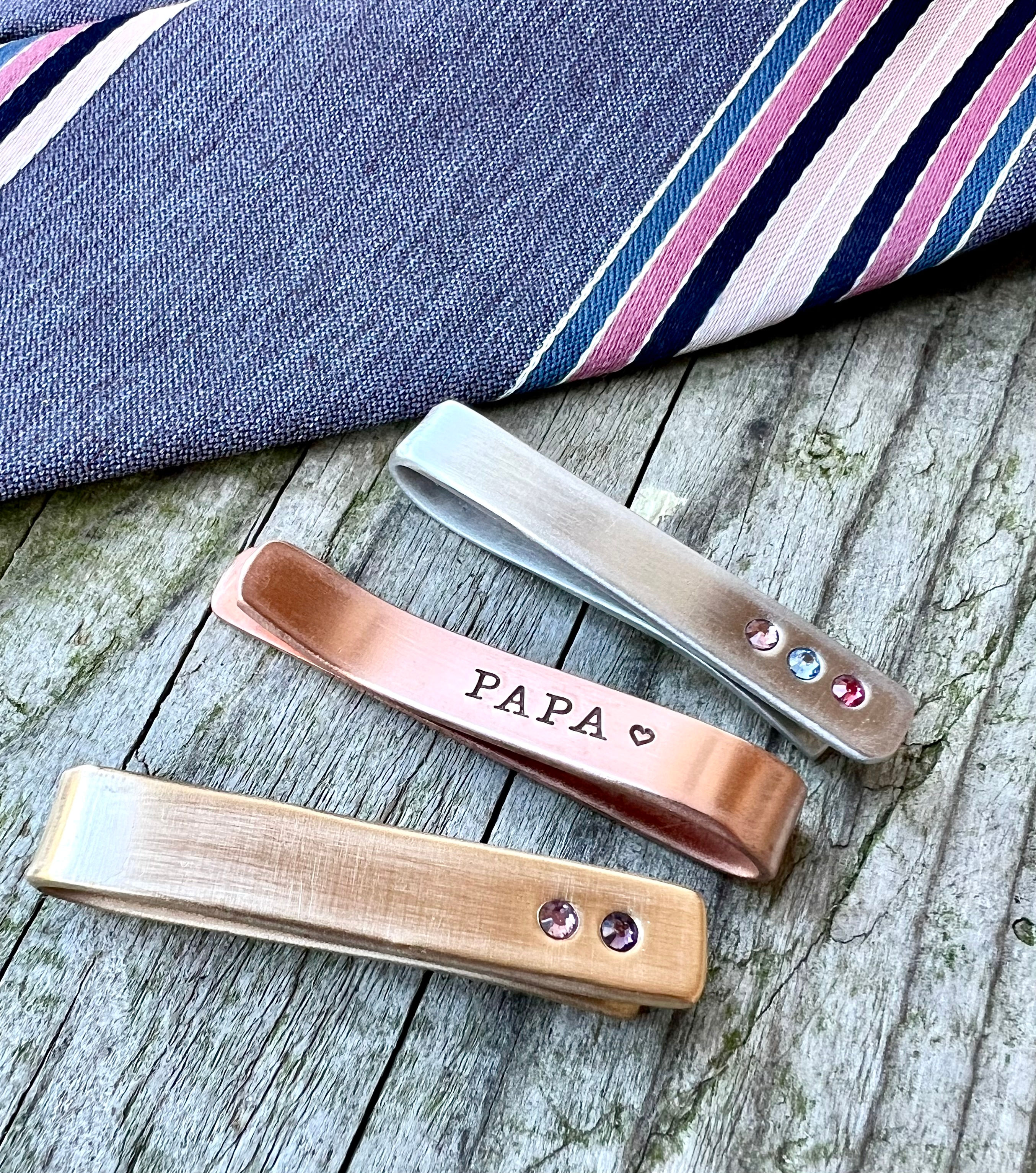 Personalized Men's Tie Clip with Birthstones