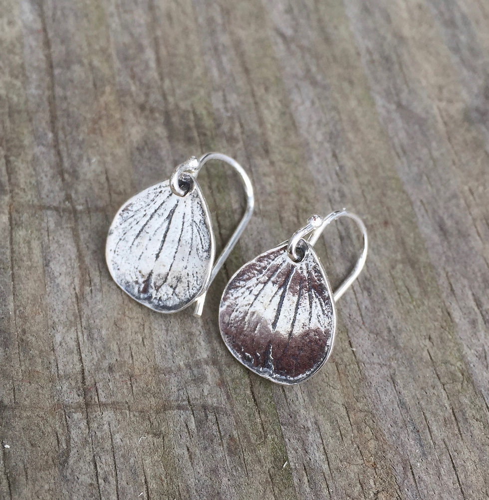 Thumbnail: Hydrangea Petal Earrings in Sterling Silver