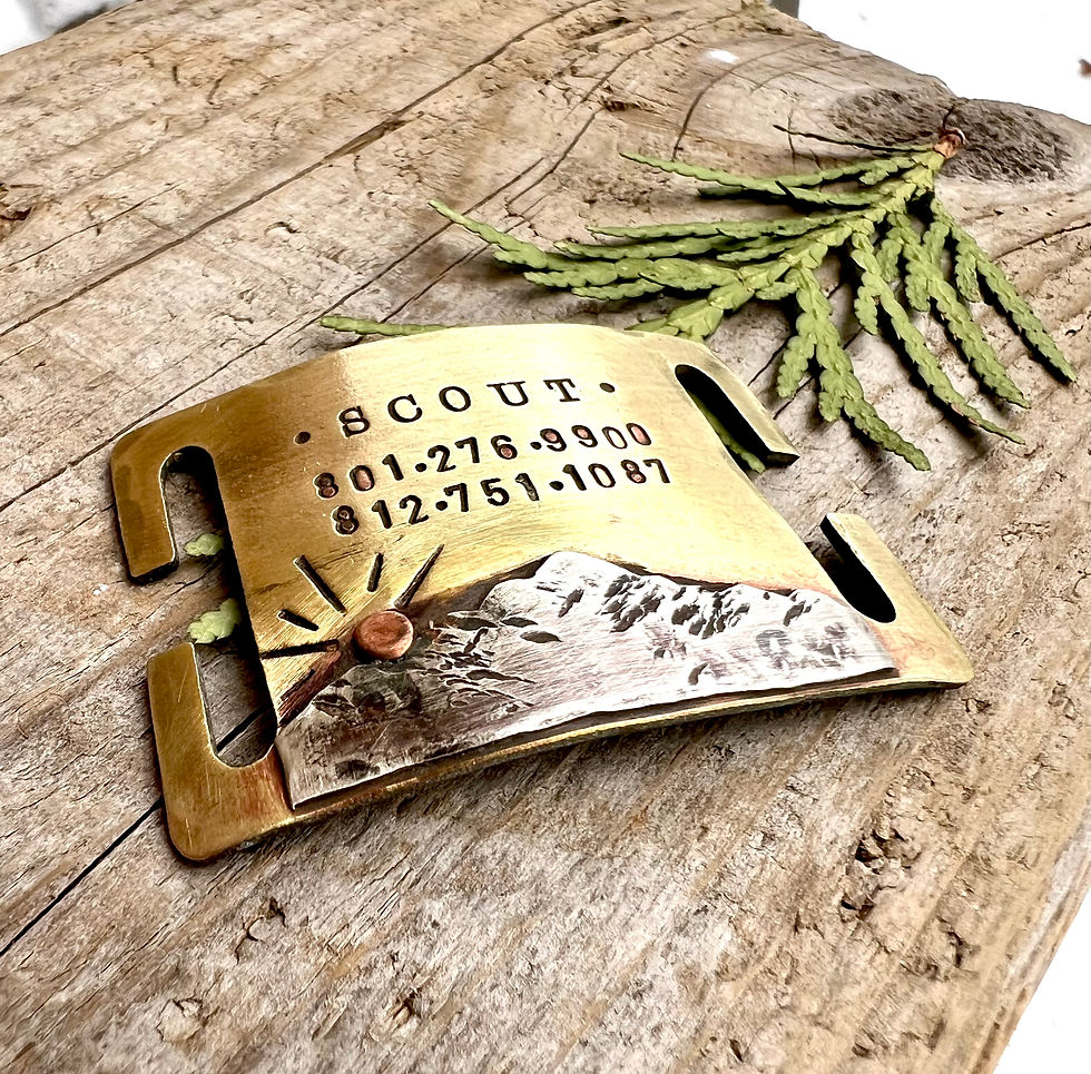 Thumbnail: Artisan Mountain Range Slide On Dog Tag- Scout