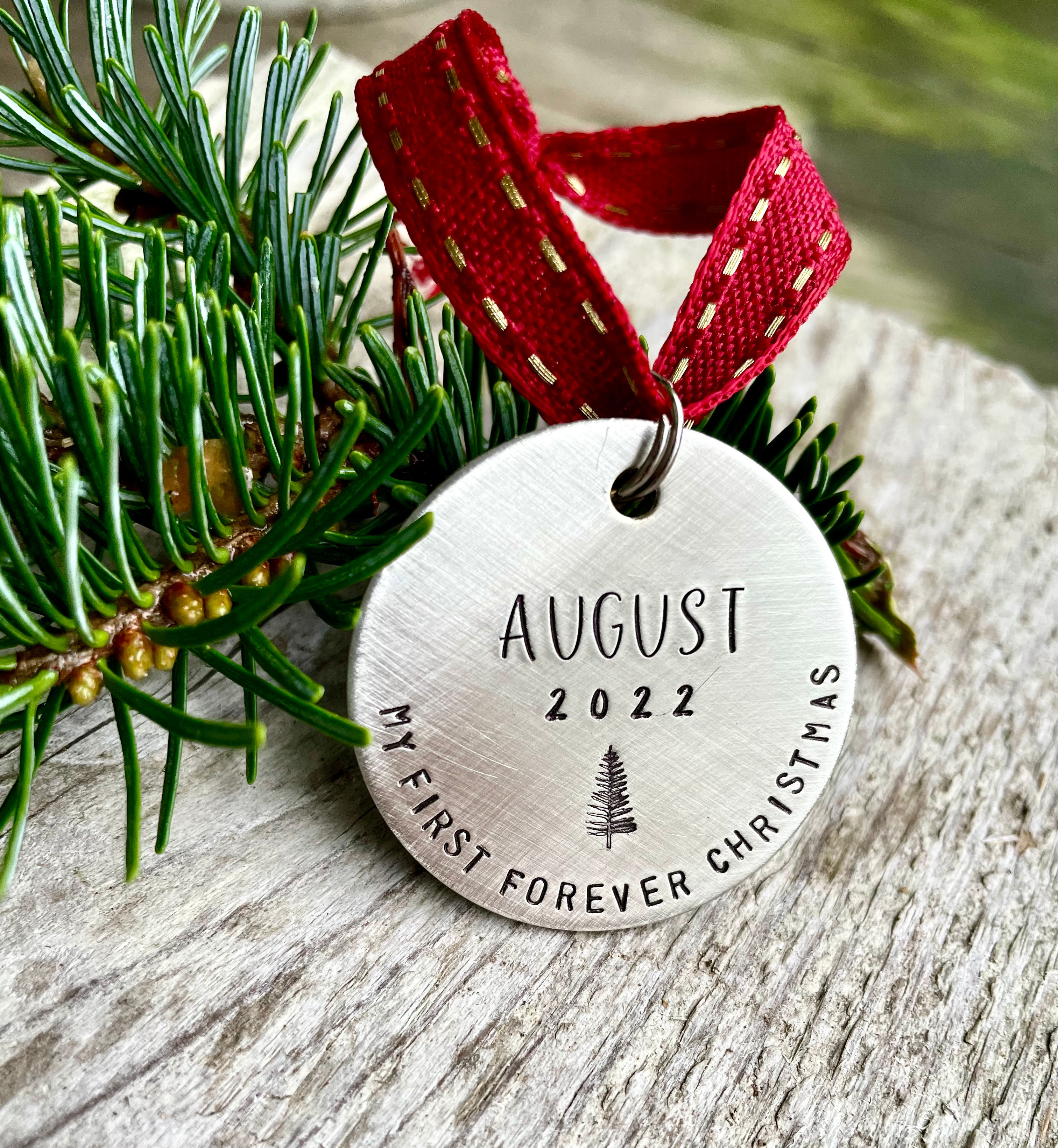 Puppy's First Christmas Ornament - 1.5'' Brushed Nickel