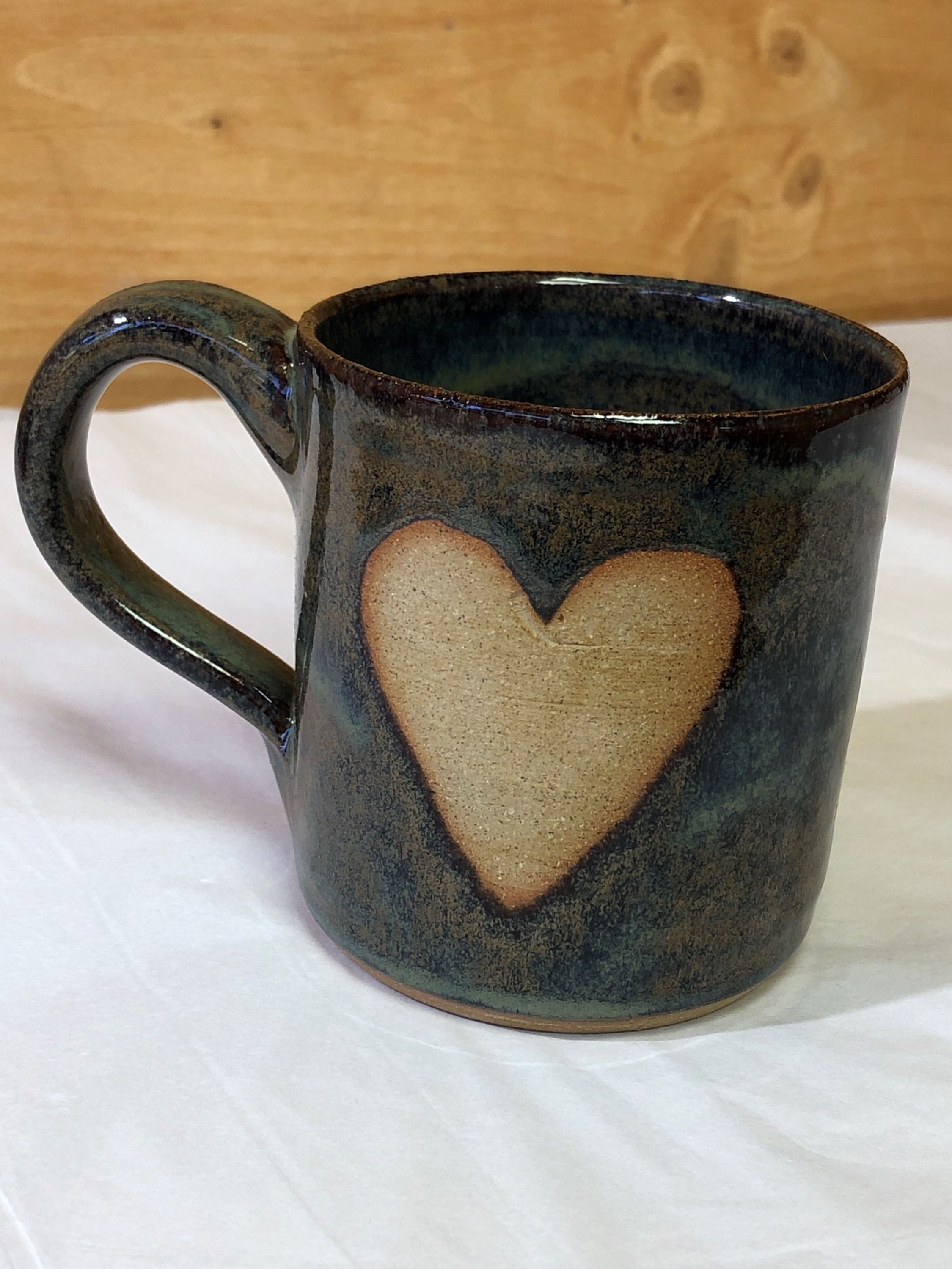 Heart mug, speckled blue