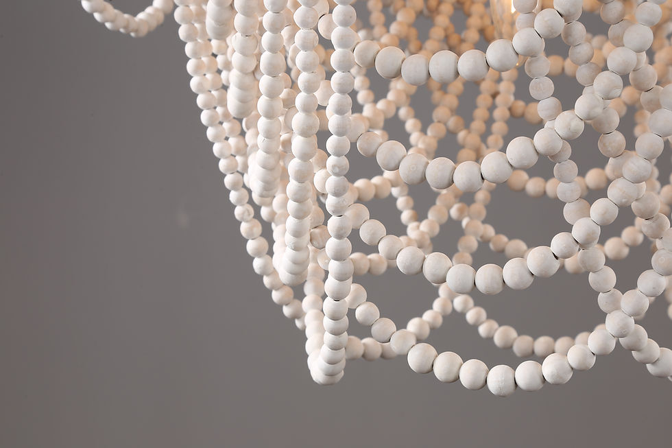 Thumbnail: Renaissance Wood Beads Chandelier - Silver
