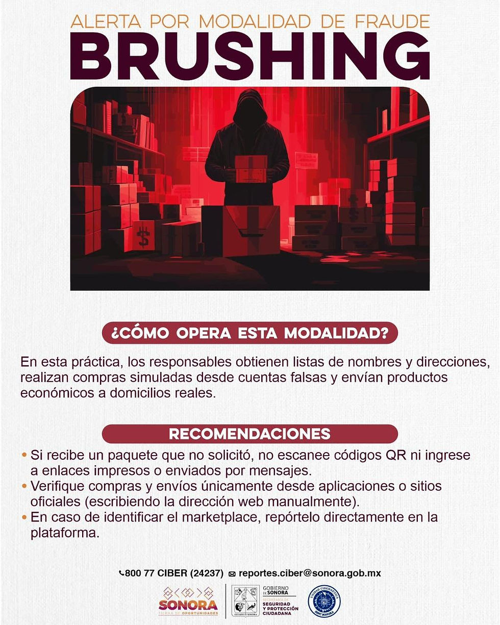 ALERTA SSPC SONORA POR FRAUDE “BRUSHING”: ENVÍAN PAQUETES NO SOLICITADOS PARA ROBAR DATOS