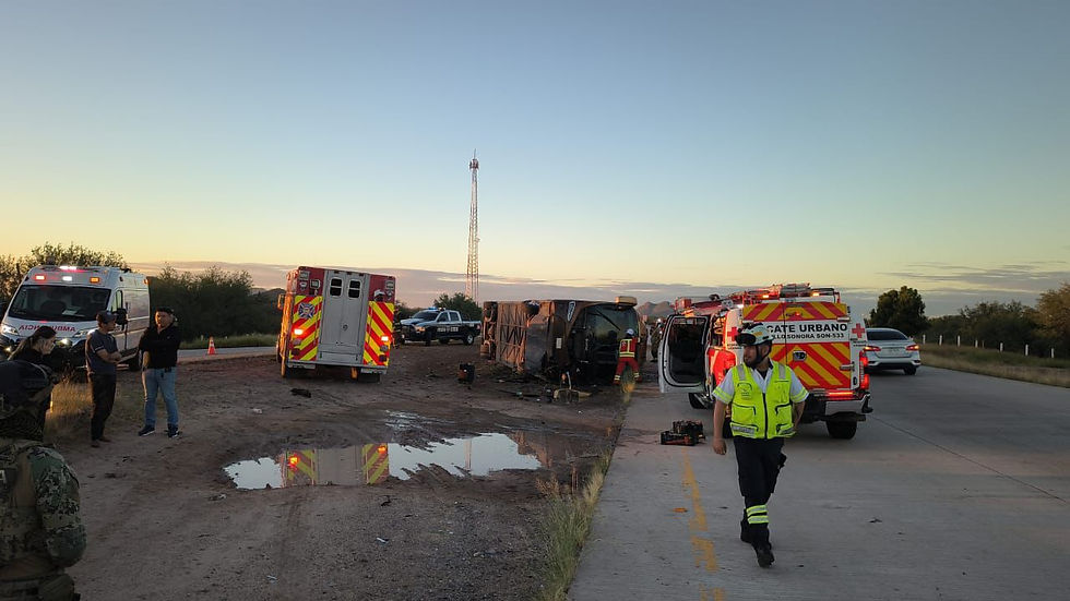 FISCALÍA DE SONORA INVESTIGA VOLCADURA DE AUTOBÚS TUFESA: CONDUCTORES HUYERON TRAS EL ACCIDENTE QUE DEJÓ SEIS MUERTOS