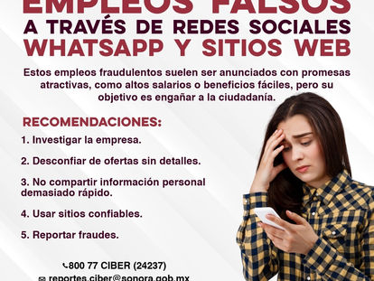 ALERTA EN SONORA POR FRAUDES LABORALES EN REDES SOCIALES