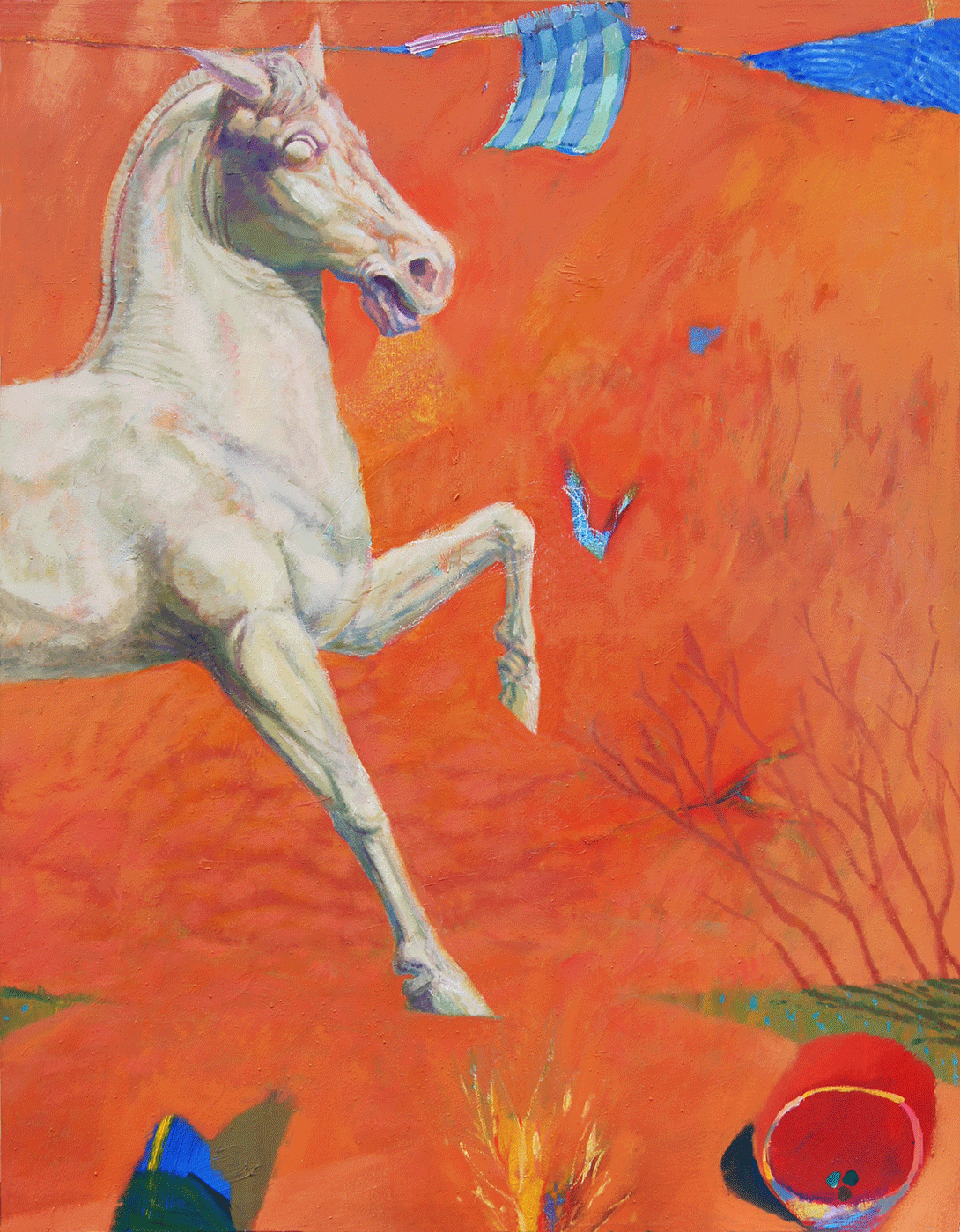 I made an image of things that spook a horse. A ghostly horse.