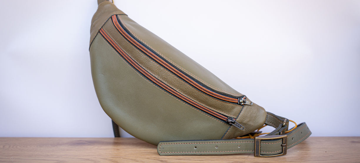 Sac Jonathan en cuir vert kaki