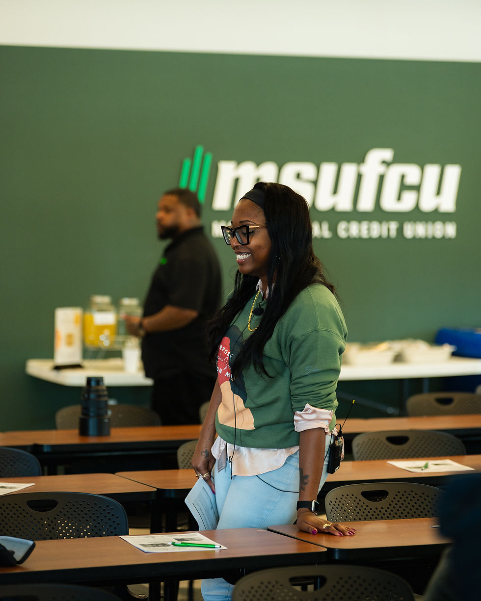 woman smiles at professional workshop