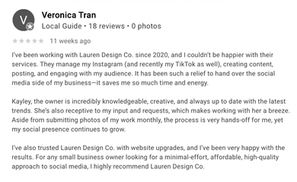 Lauren Design Marketing & Co. Google Reviews, Veronica Tran, permanent makeup artist, lash extensions, 