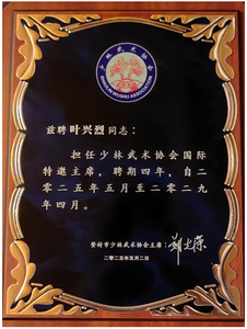 Master Andy Ye Accepts Shaolin Wushu Association Award