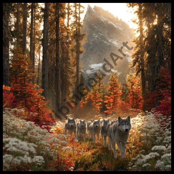 Wolf moving in the forest