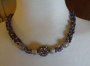 041 Necklace - spiral w blackberry & sil