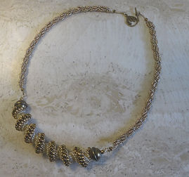 243 Necklace w Cellini Spiral accent - gold, bronze w cream (1).JPG