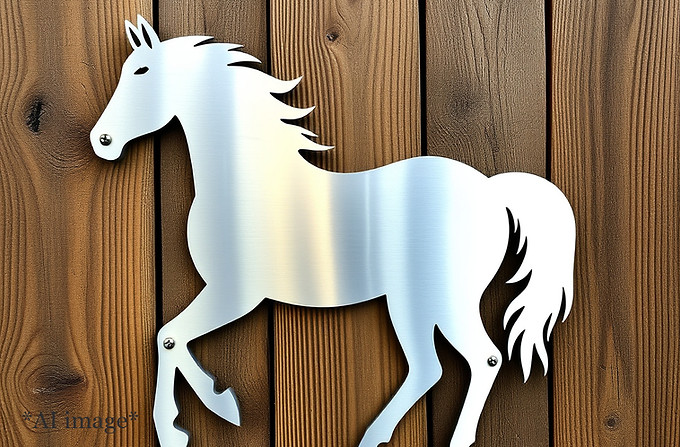 metal outline of horse sign, wood background .jpg