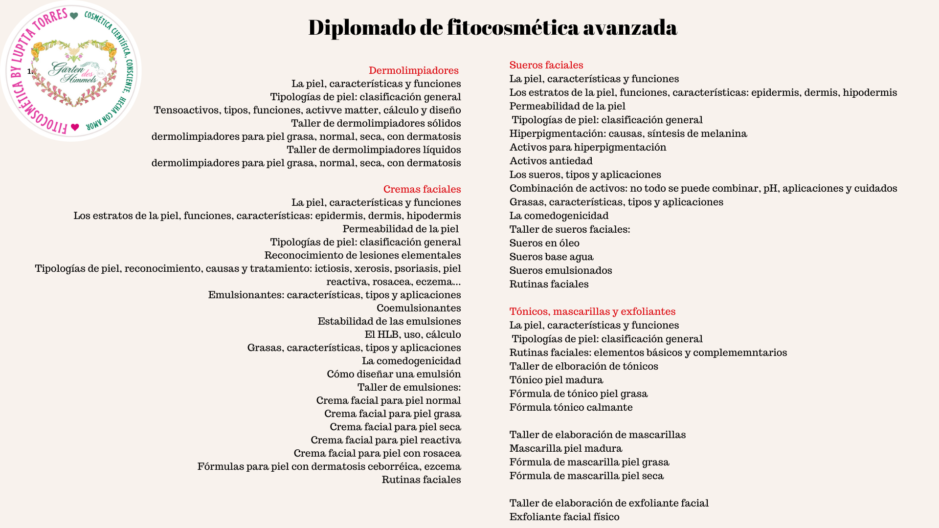 Diplomado Fitocosmética Avanzada
