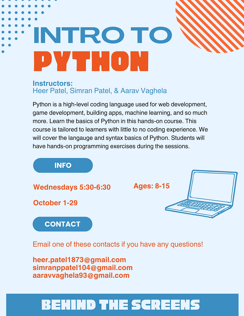 Intro to Python Coding Class