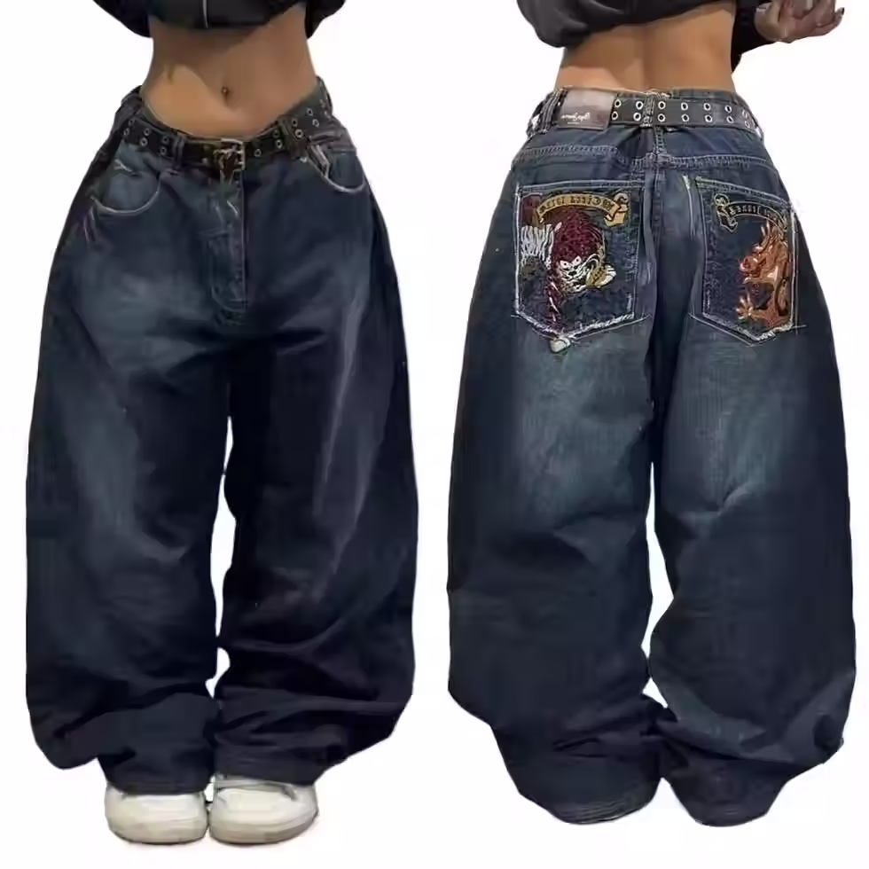 Thumbnail: 2024 New American hip-hop Vintage baggy jeans women's Harajuku high waist Y2K wi