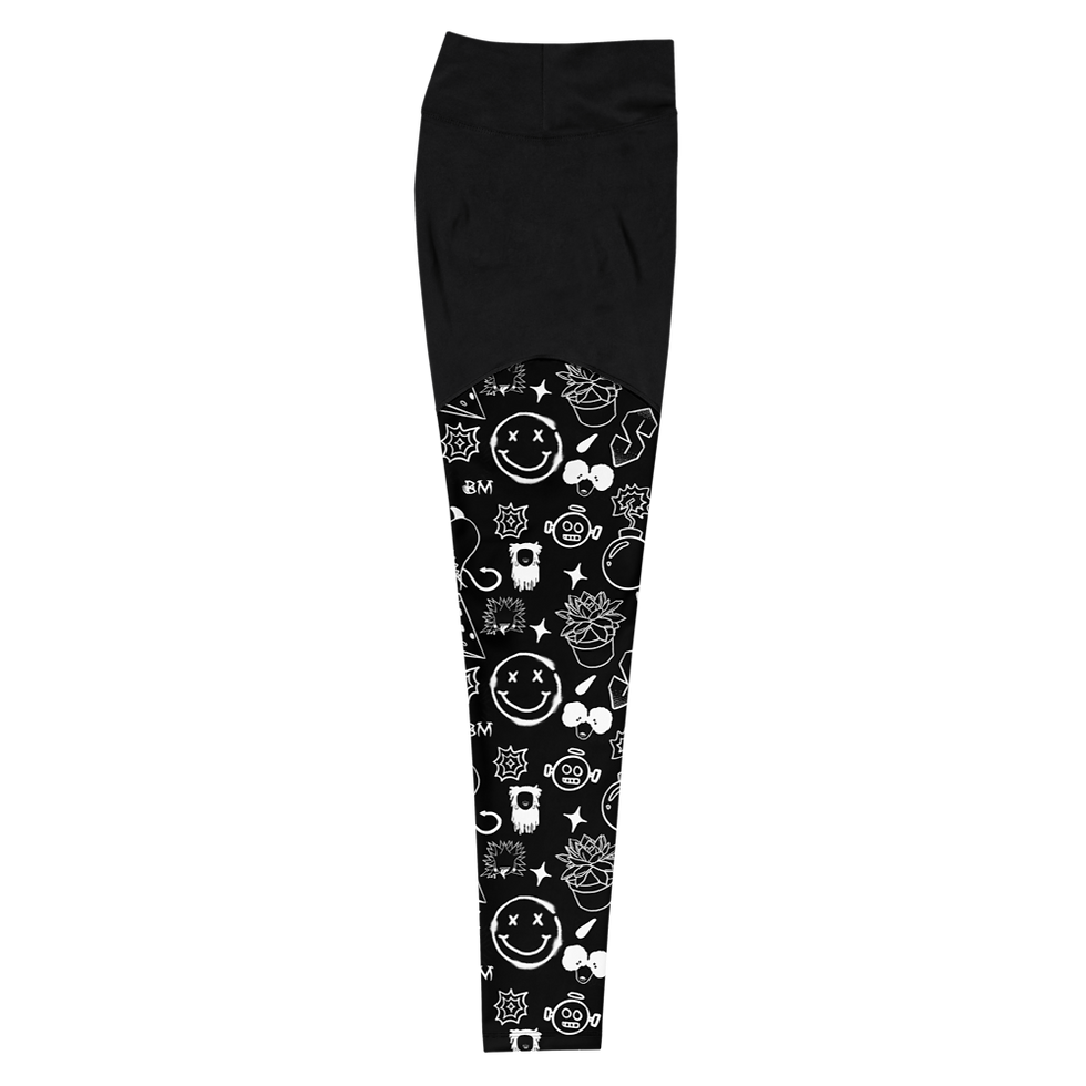 Thumbnail: Chalkboard Doodles Sports Leggings