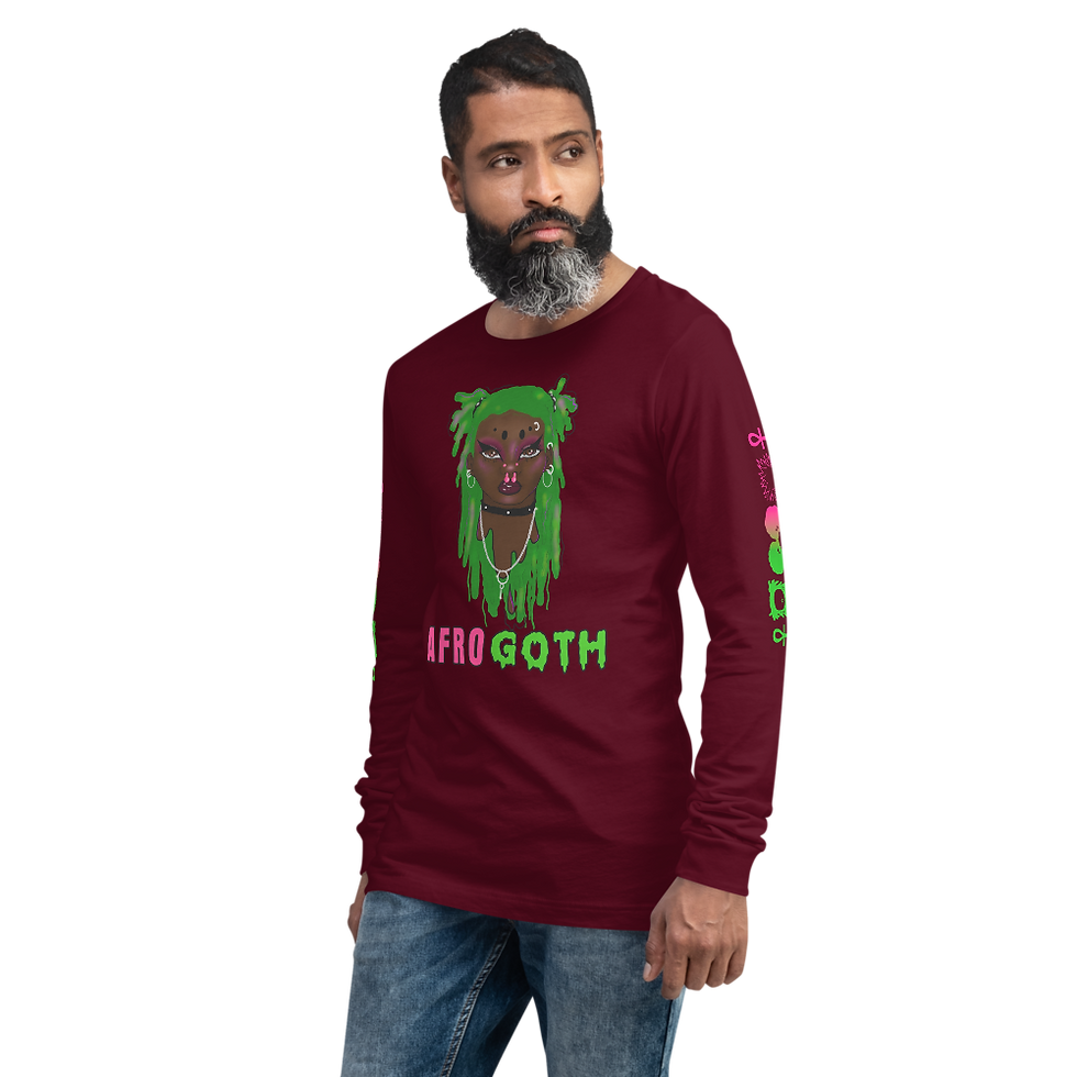 Thumbnail: Melonie, The Afro Goth Unisex Long Sleeve Tee