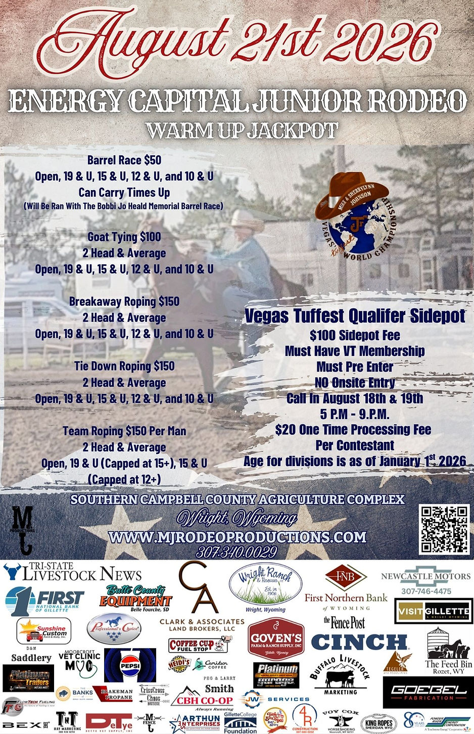 Energy Capital Junior Rodeo Warm-Up Jackpot & Vegas Tuffest Qualifier flyer