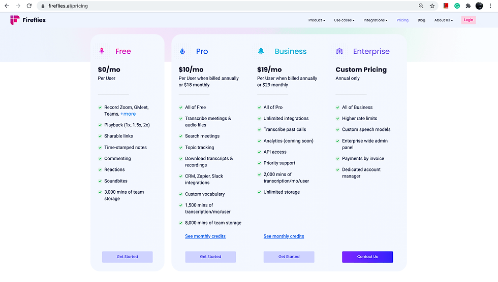 Fireflies.ai pricing