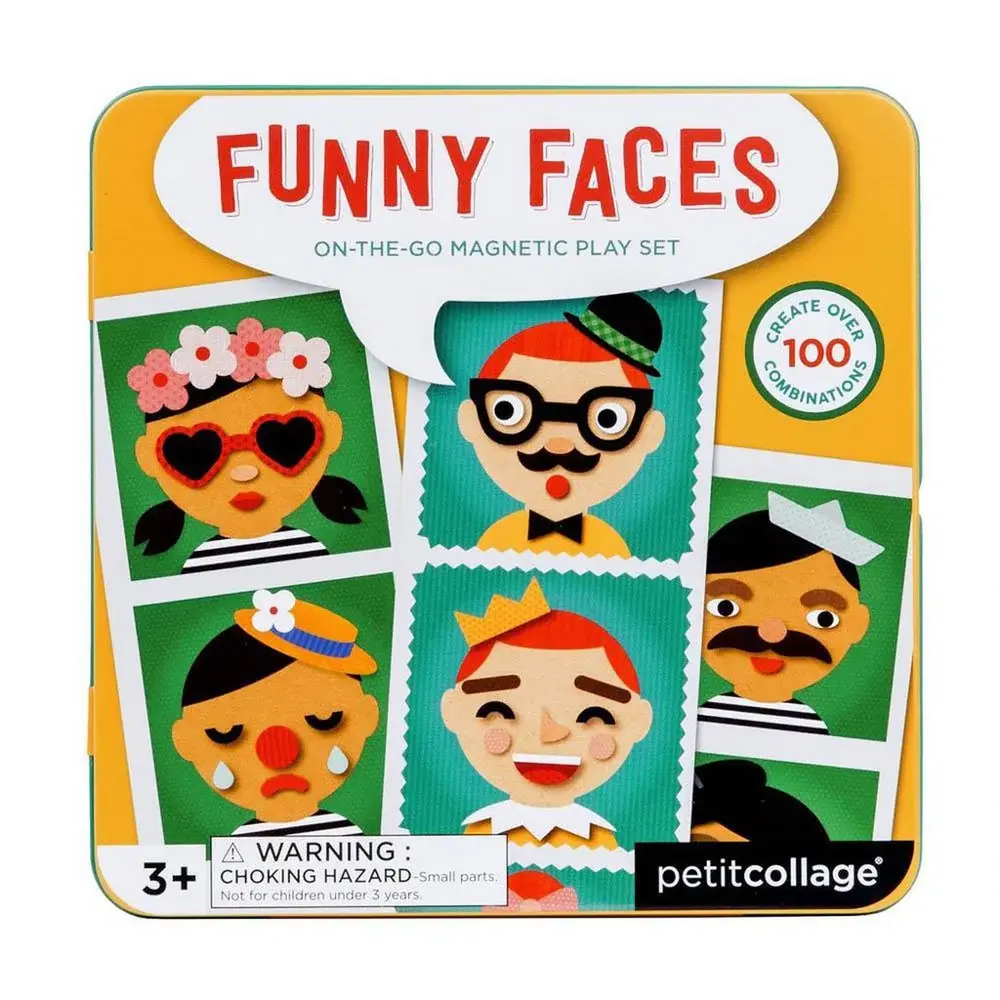 PETIT COLLAGE - Funny Faces On-The-Go Magnetic Play Set