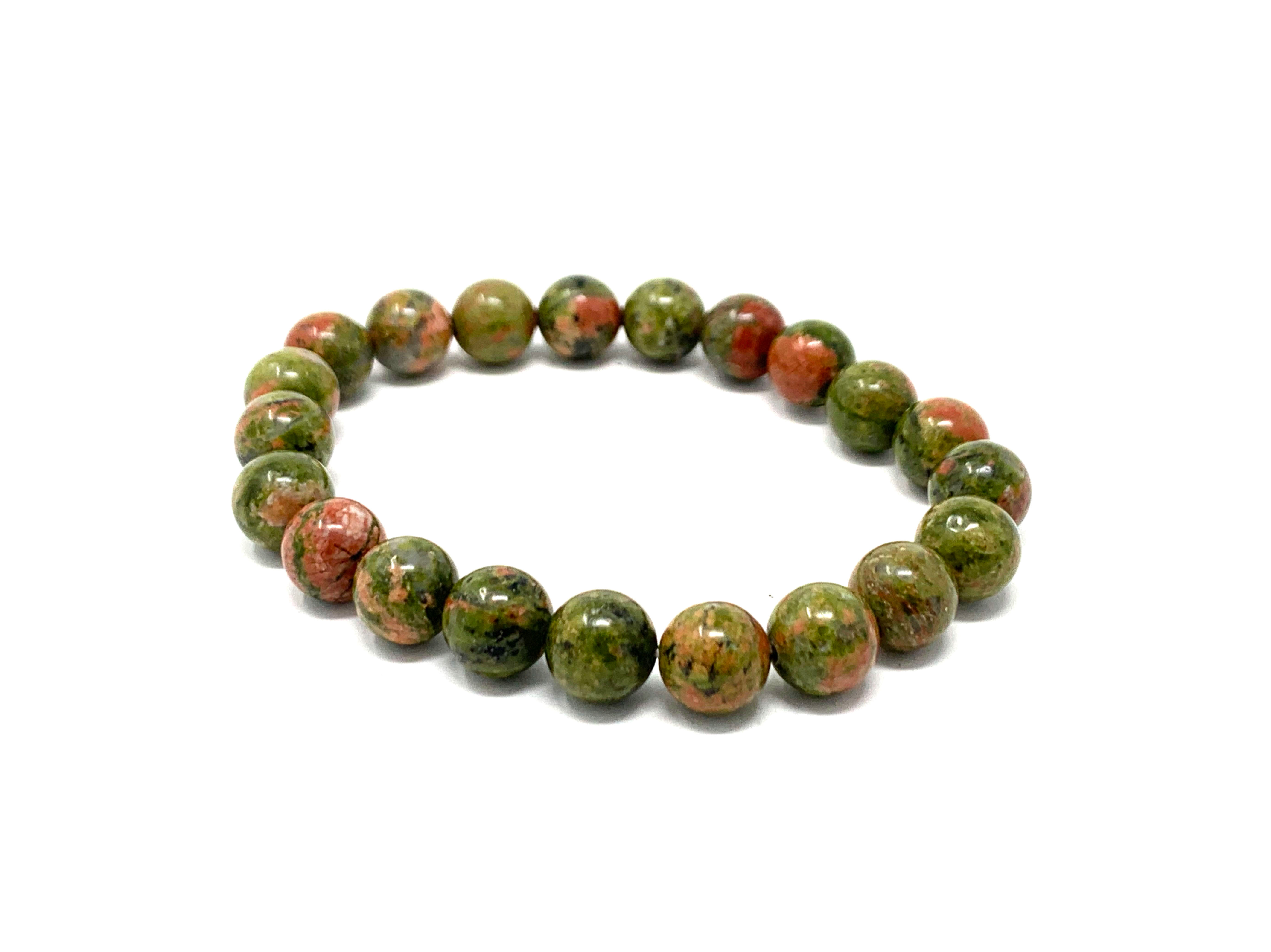 8 mm Round Unakite Elastic Bracelet  (Price is Per 10 Pieces Bag)