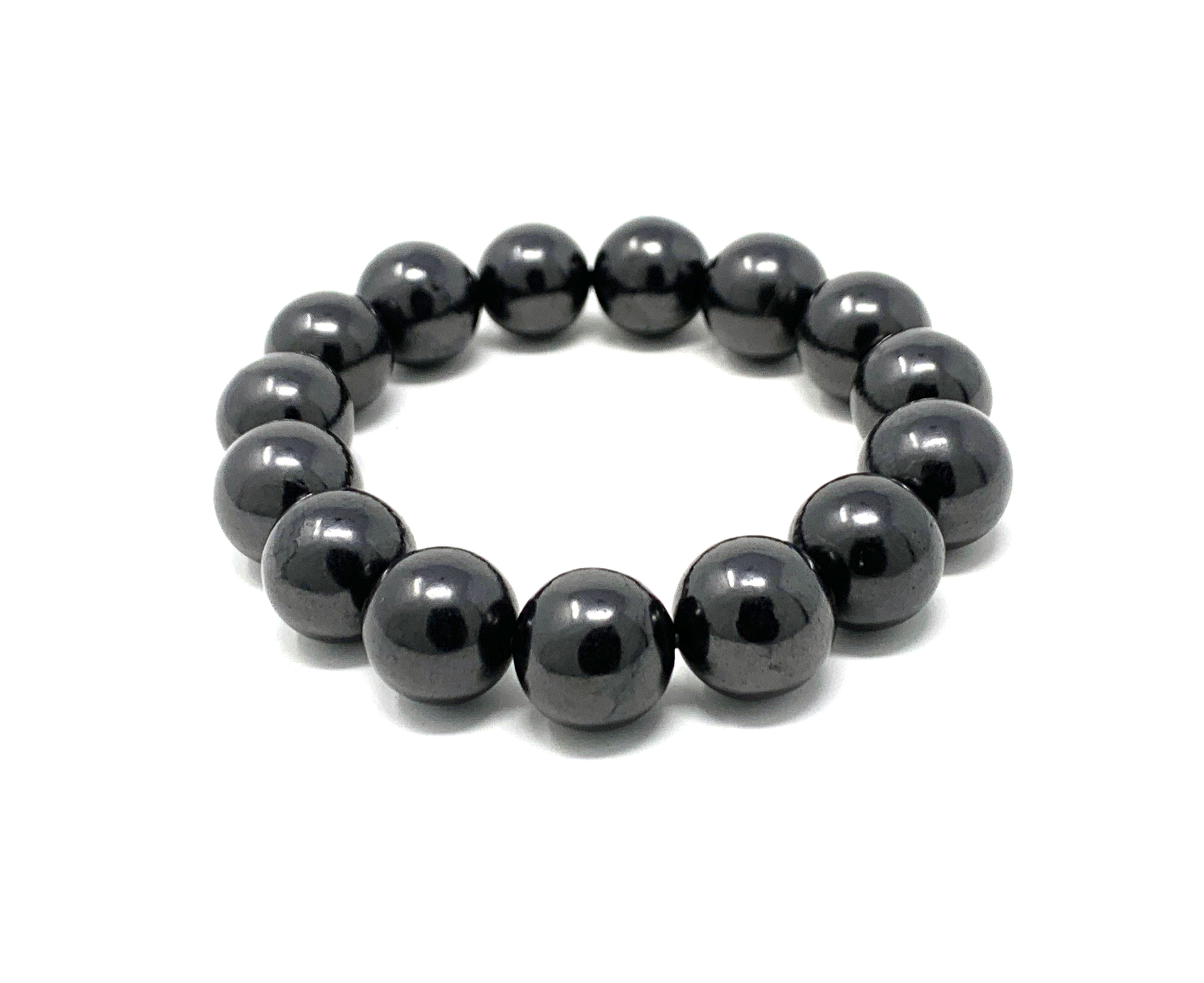 12 mm Round Shungite Elastic Bracelet  (Price is Per 10 Pieces Bag)