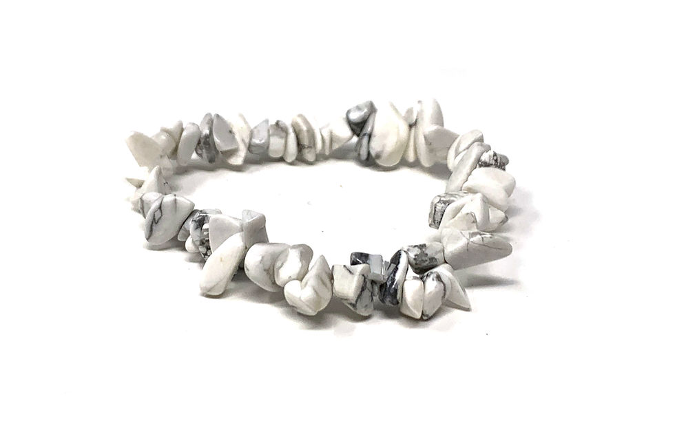 Thumbnail: White Howlite Single Chips Elastic Bracelet  (Price is Per 10 Pieces Bag)