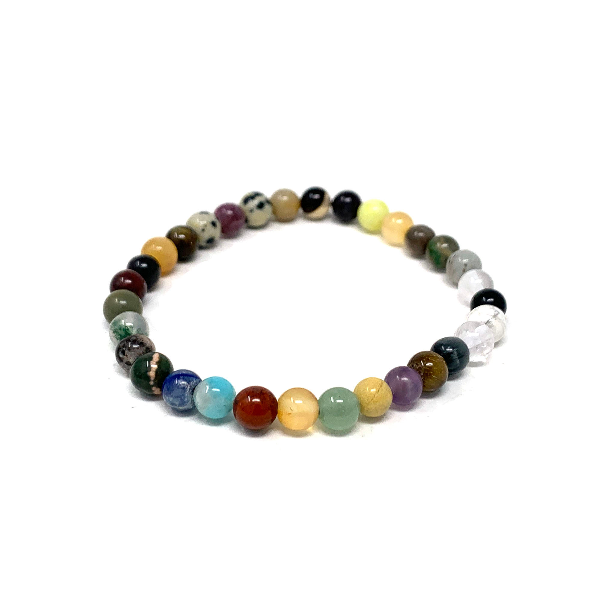 6 MM Multi Stone Round Beads Bracelets (Price Per 10 Pieces Bag)