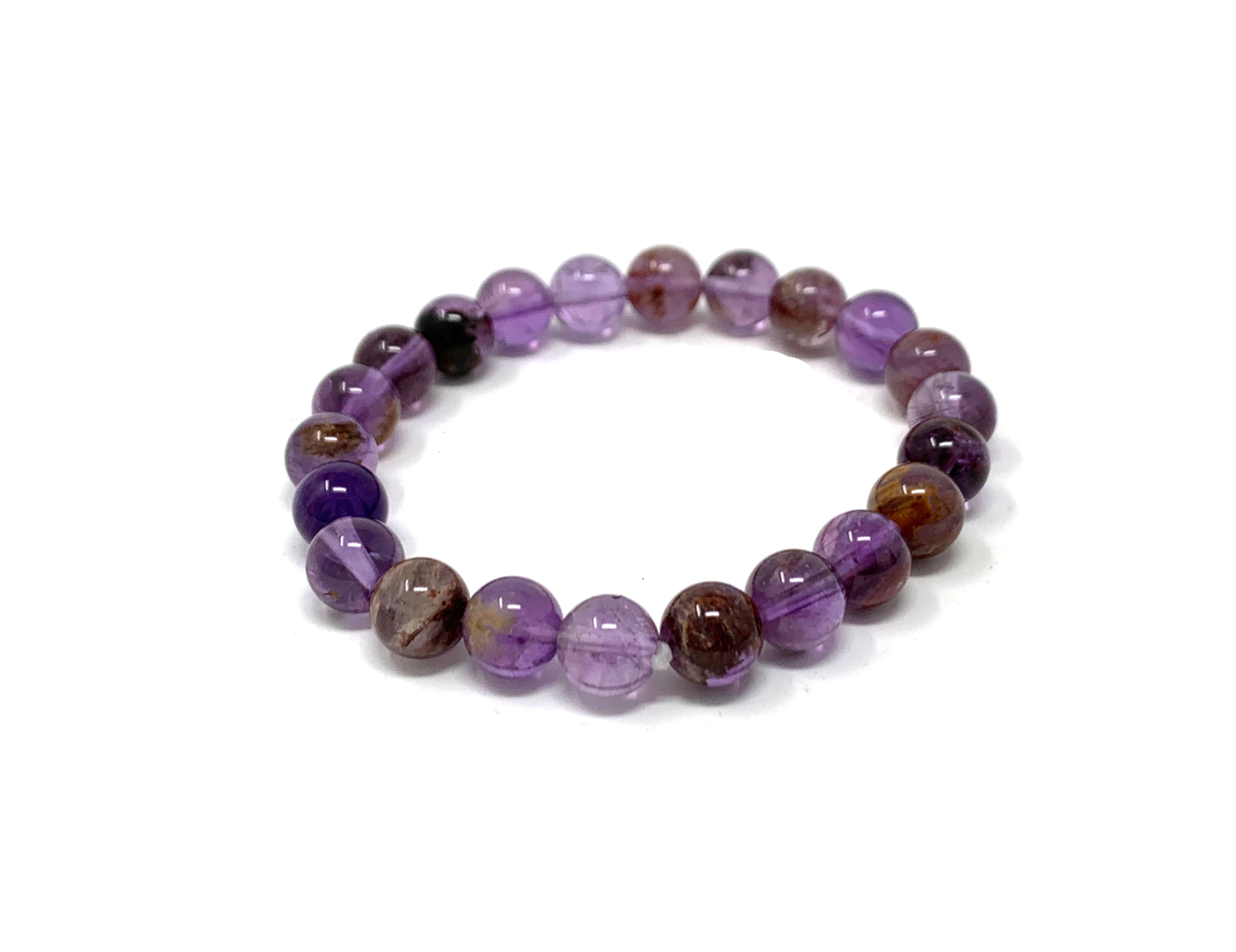 8 mm Round Super 7 Phantom Amethyst Bracelets  (Price is Per 10 Pieces Bag)