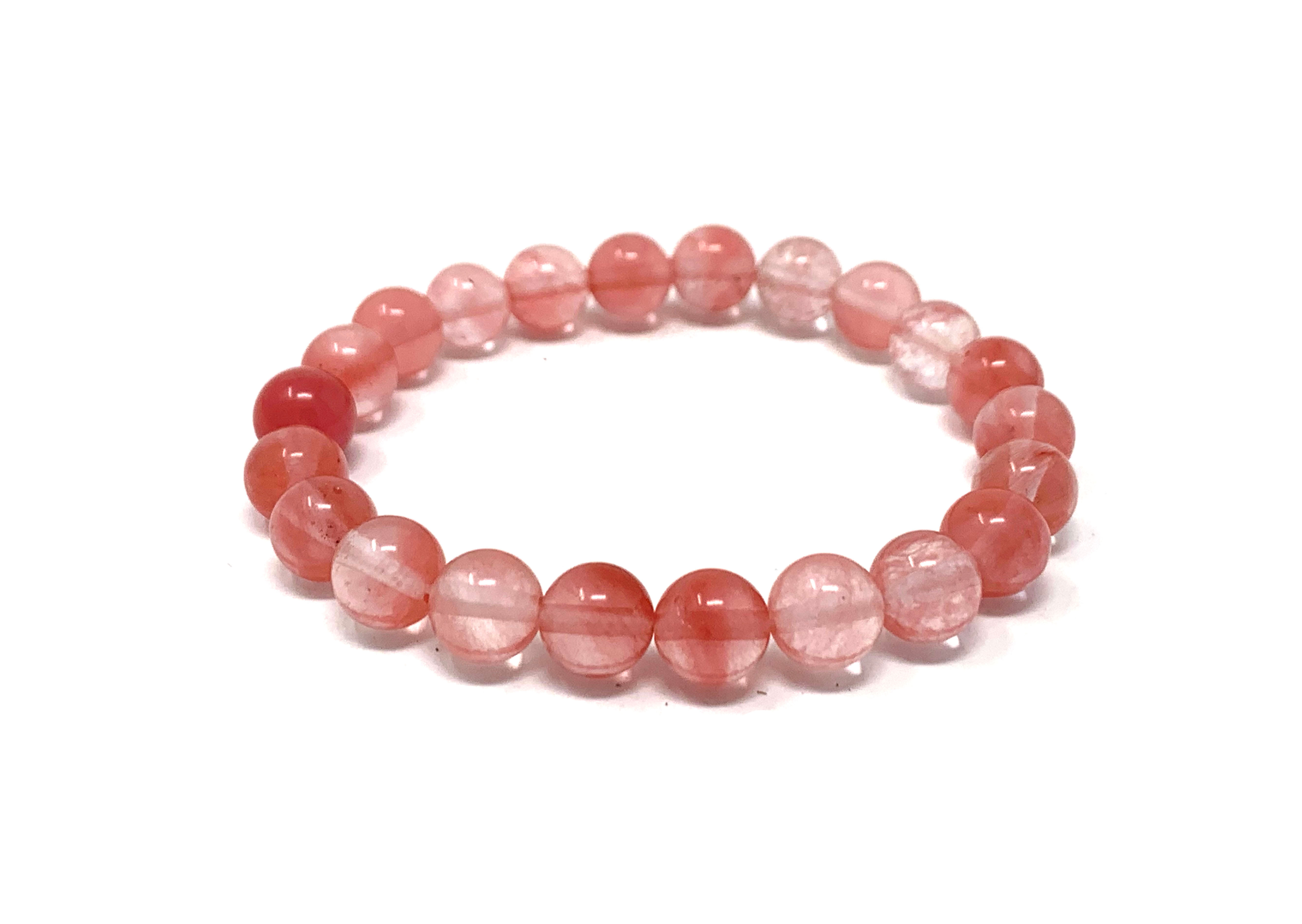 8 mm Round Cherry Quartz Elastic Bracelet  (Price is Per 10 Pieces Bag)