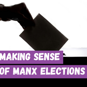 Image of someone voting with text over it that says 'Making Sense of Manx Elections'